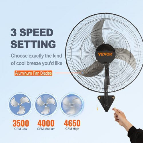 Vevor Wall Fan 70W 49cm Black