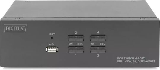 Digitus DS-12882 KVM Switch 4 Port Dual Display 4K