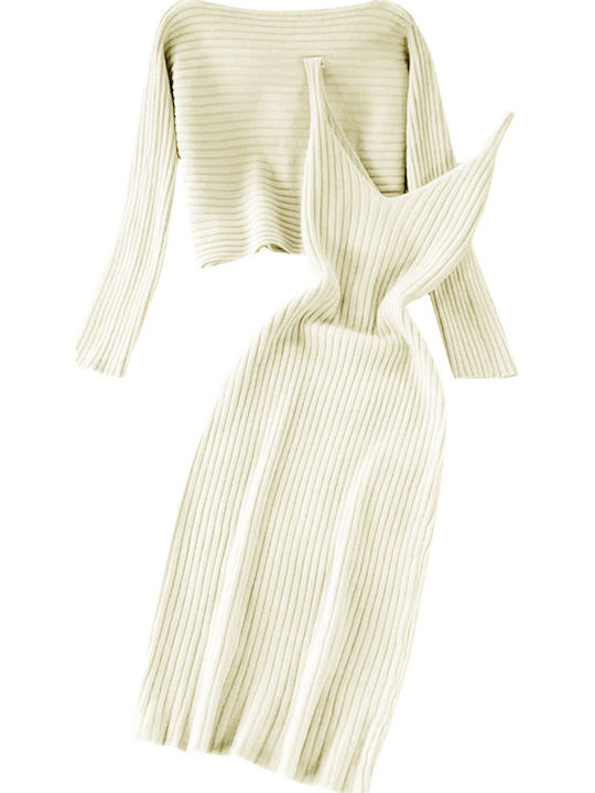 Mini Kleid Ecru