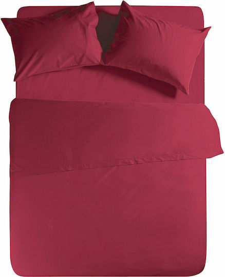 Nef-Nef Homeware Basic Bettlaken 100x200+30cm mit Gummibettlaken Burgundisch