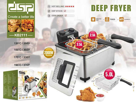 DSP KB2111 Deep Fryer 5lt Silver