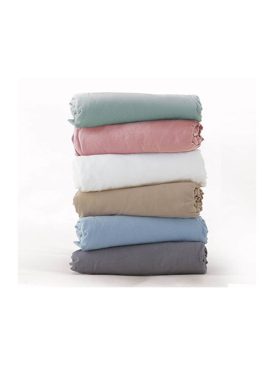 Nef-Nef Homeware Sheet for Single Bed with Elastic 100x200+30cm. Jersey 564 Sky