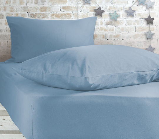 Nef-Nef Homeware Джърси Чаршаф Кралица с Еластична Лента 160x200+30см Светлосин