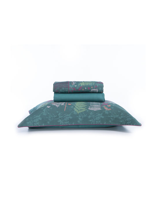 Nef-Nef Homeware Sheet Sets Queen 240x270cm. Birds Of Paradise Green 4pcs