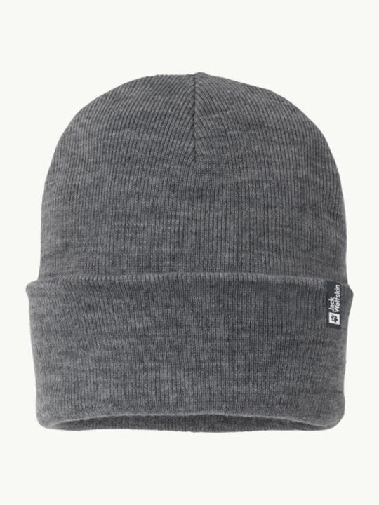 Beanie Unisex Σκούφος με Rib Πλέξη σε Γκρι χρώμα