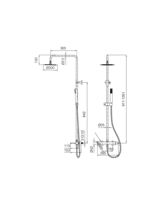 Imex Adjustable Shower Column with Mixer Silver
