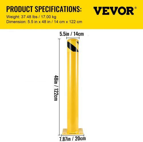 Vevor Traffic Columns Yellow W14xH122cm