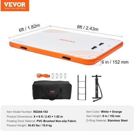 Vevor Vevor Inflatable Mattress for 2 People White 243.84x182.88cm