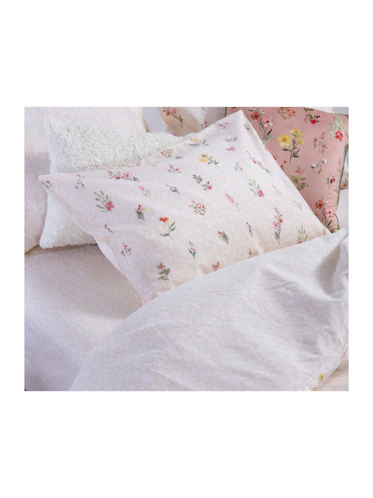 Nef-Nef Homeware Sheet Sets King Size with Elastic 180x200+35cm. Plant Ecru 4pcs