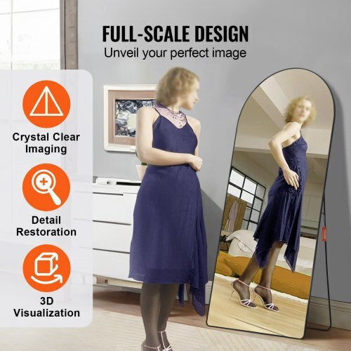 Vevor Gewölbter Boden- oder Standspiegel mit Schwarzem Aluminium Rahmen 180,3x81,3cm