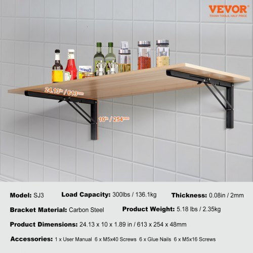 Πτυσσόμενα Ράφια Vevor 24” 2τμχ Αντοχή 300lbs Μαύρα Ατσάλινα Στηρίγματα Sjzjgbzjyghw9scuqv0