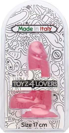 Toyz4lovers Glass Dildo with Scrotum Pink 17cm