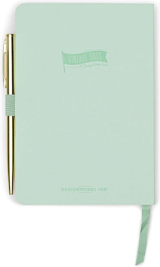 Designworks Notizbuch B6 48 Blätter Geregelt mit Hartcover und Stiftetui Gold
