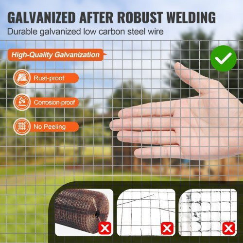 Vevor Sârmă Pentru Garduri De Grădină Galvanizată 61x720cm Argintie