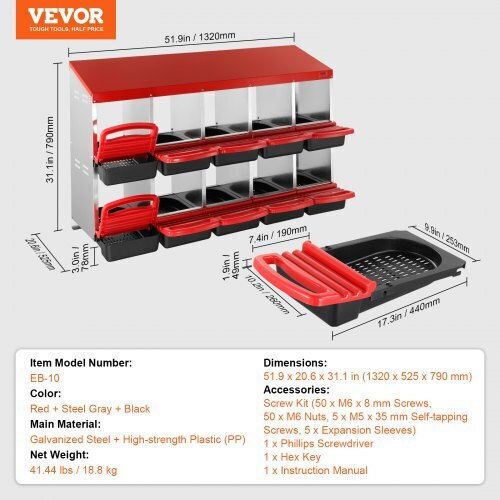 Vevor Chicken Nesting Box 10 Slots Sloped Nests Jscdx3045inct4y3wv0