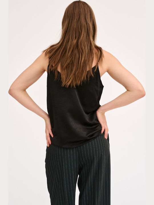 Women's Blouse with Straps Black