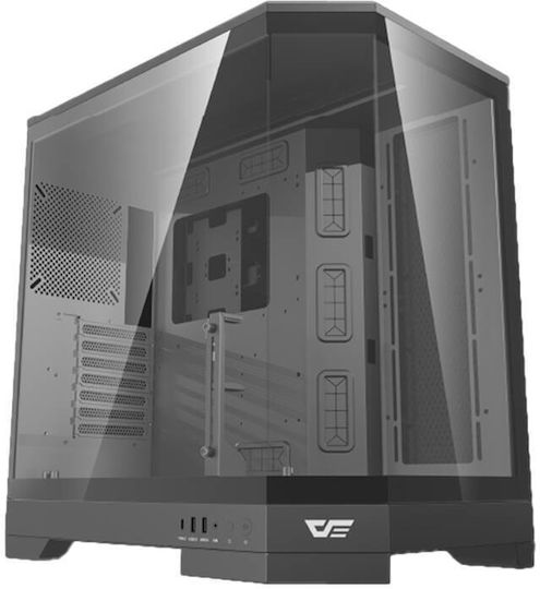 DQX90 Gaming Midi Tower Computer Case with Side Window and RGB Lighting Black