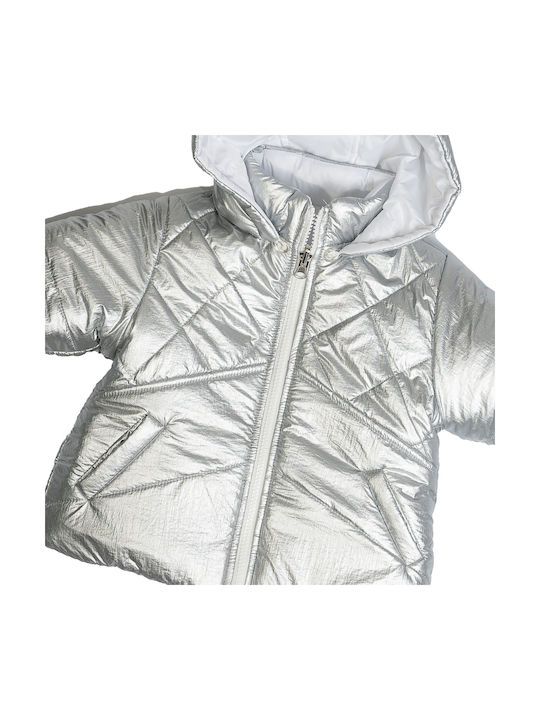 Joom Kids Quilted Jacket Double Sided with Hood Silver