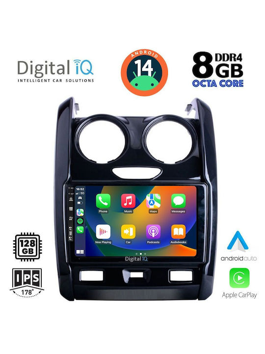 Digital IQ Car Audio System for Dacia Duster 2012-2019 (Bluetooth/USB/WiFi/GPS/Apple-Carplay/Android-Auto) with Touch Screen 9"