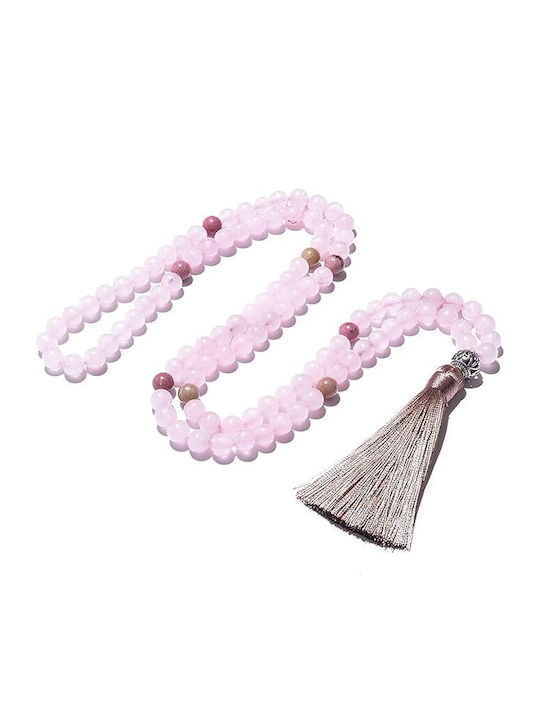 Set Bracelet & Mala Meditation 108 Stones Rose Quartz Rhodolite