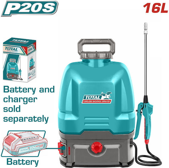 Total Backpack Sprayer 20V Solo Battery with Capacity 16lt in Light Blue color