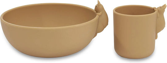 Konges Slojd Feeding Set made of Silicone Beige Cream Bunny 2pcs for 18+ months