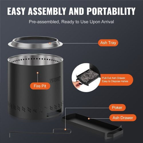 Vevor Καπνο-free Εστία 15.8" Ανοξείδωτη Ξυλόσομπα Bonfire Wyrmhkyxpgy1dxupnv0