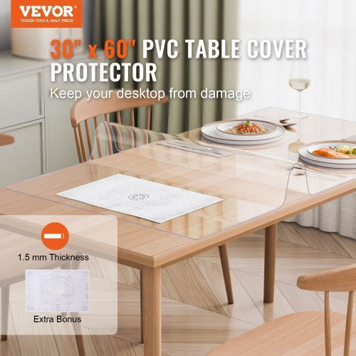 Διαφανές Προστατευτικό Τραπεζιού Vevor 30x60 Εκ 1.5mm Zfxpvczb30x66lkckv0