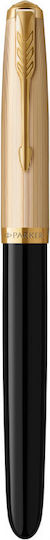 Parker 51 Deluxe Black Resin Gold Trim Fountain Pen 18k Solid Gold Nib 3026981235122 Nibs Fine 18k