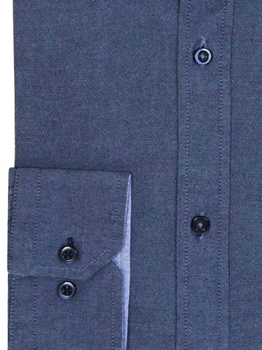 Long-sleeved Cotton Shirt Blue