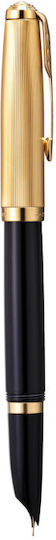 Parker 51 Deluxe Black Resin Gold Trim Fountain Pen 18k Solid Gold Nib 3026981235122 Nibs Fine 18k
