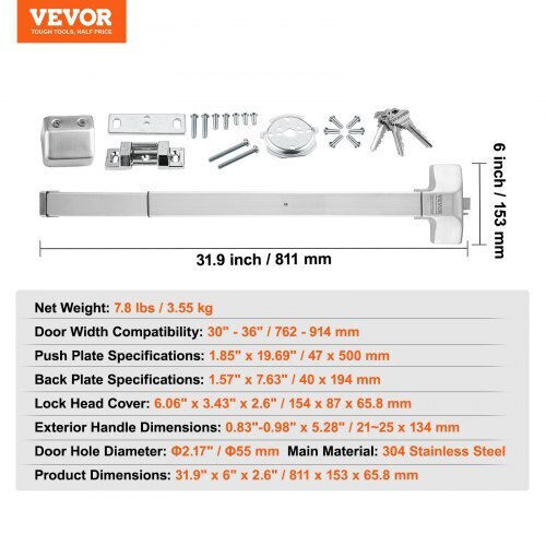 Vevor Μπάρα Πανικού Μήκους 0.762m