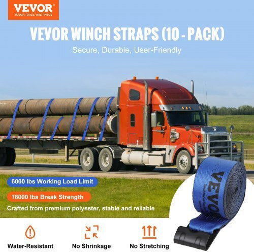 Vevor Straps Set 4" X 30' 6000 Lbs Blue 10 Pcs Pgjpdls4inch3lgjkv0
