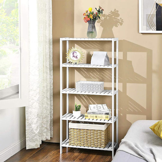 Songmics Floor Bathroom Shelf Plastic with 5 Shelves 60x26x130cm White