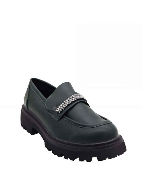 Morena Spain Women's Loafers in Green Color