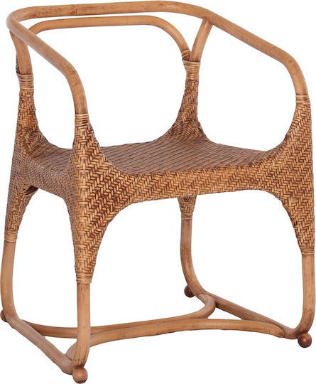 Relik Πολυθρόνα Τραπεζαρίας Ξύλινη Φυσικό Rattan-καρυδί 60x57x79εκ.
