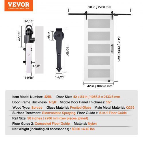 Vevor Mechanismus für Schiebeholztür 106.68cm