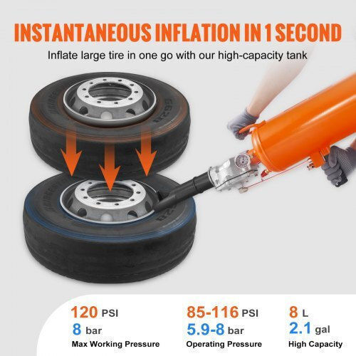 Vevor Φουσκωτής Ελαστικών 2.1 Gal/8 L 120 Psi Φορητός Τρακτέρ Φορτηγά Atv Αυτοκίνητα Ltbcqs8145psiqfekv0