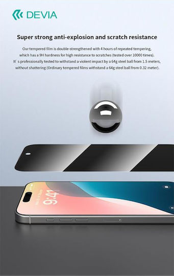 Devia Privacy Tempered Glass Black (iPhone 16)