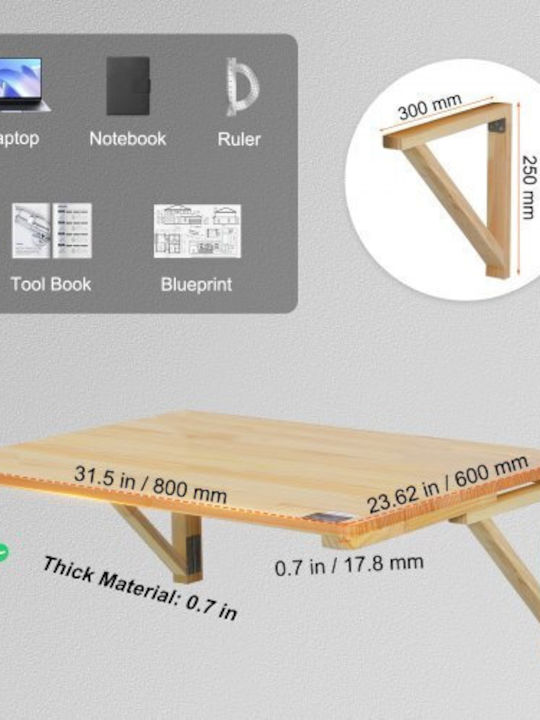 Desk made of Solid Wood Beige 80x60cm