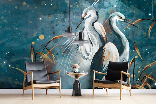 Decorative Wall Mural Bedroom Living Room Herons Gold 260x390