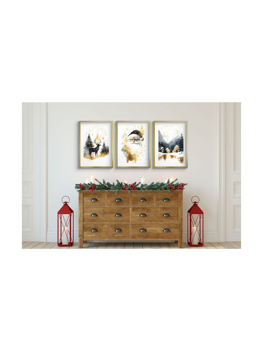 Poster Wohnzimmer Santa Winterlandschaft Weihnachtsdekoration 3x30x40