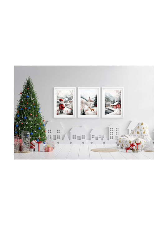 Wohnzimmerdekoration Feiertagsposter Winter Weihnachtslandschaft 3x30x40