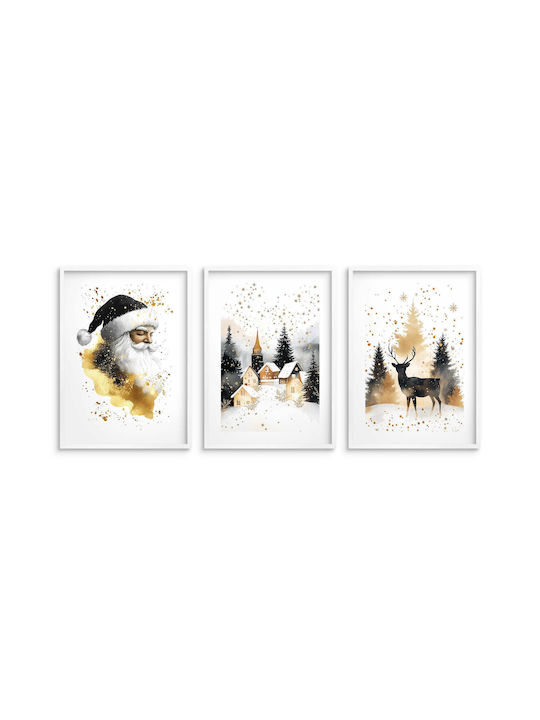 Wandposter Wohnzimmer Weihnachten Weihnachtsmann Winterlandschaft 3x50x70