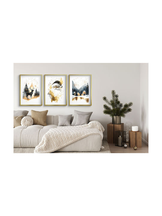 Poster Wohnzimmer Santa Winterlandschaft Weihnachtsdekoration 3x30x40