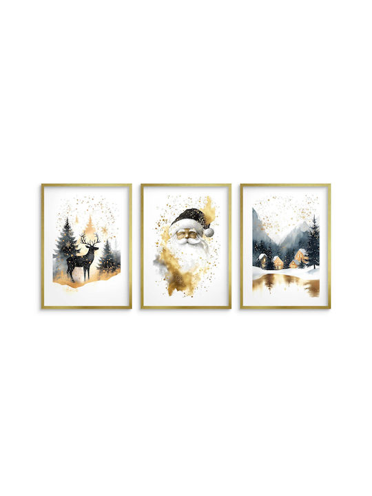 Poster Wohnzimmer Santa Winterlandschaft Weihnachtsdekoration 3x30x40