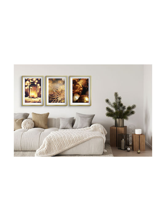 Elegant Christmas Posters Living Room Gold Wall Decorations 3x30x40