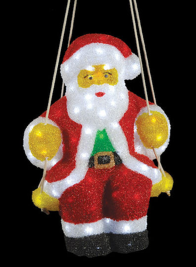 Luminat Decorativ Moș Crăciun Roșuς din Plastic în Leagăne 50cm.