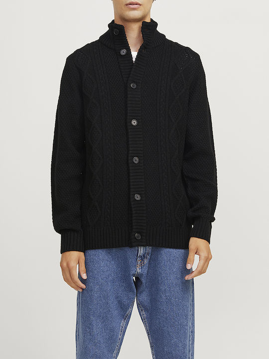 JJ Rebel Men's Knitted Cardigan with Buttons Black