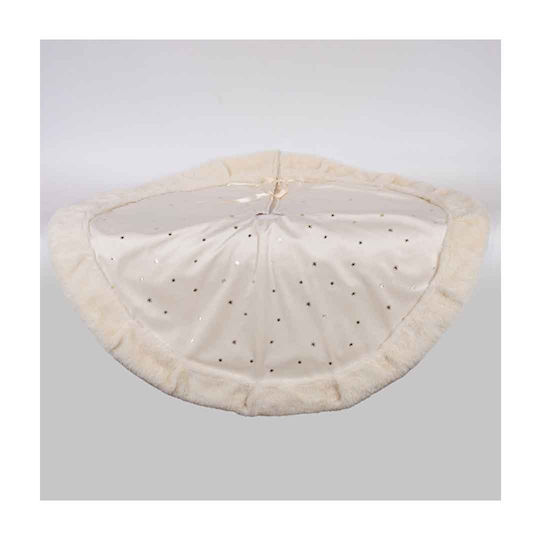 410062 Christmas Tree Skirt Beige with Velvet Texture